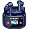 QXUFV AI Cuffie Traduzione 4-in-1 Auricolari Cuffiette Traduttore Istantaneo Vocale in 164 Lingue Cancellazione Rumore ANC/ENC 7 Modalità Traduzione Schermo Tattile LED Musica/Chiamate/Traduttore (Indaco)