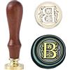 Ychostamp Sigillo di Cera Timbro Iniziale - Timbro per Sigillatura in Cera dell'Alfabeto, Kit Timbro Lettera B Vintage, Sigillo in Ottone da 25mm/0,98 Pollici per Buste, Inviti e Matrimoni
