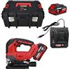 KS Tools - 515.4780F - Sega senza fili 18 V Brushless in scatola con 2 batterie 4 Ah e caricatore - Movimento a pendolo a 4 posizioni - Sega professionale legno metallo alluminio