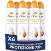 Dove Deodorante Spray Advanced Care Go Fresh Passion Fruit, con Formula Idratante e Delicata sulla Pelle, Senza Alcol, Pelle Asciutta Fino a 72 Ore, Deodorante Uomo e Donna, 6 Pezzi da 150ml