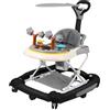 OHMG Girello Bebe con set di gioco e tappetino da pavimento, aiuto per camminare robusto pieghevole con 5 posizioni regolabili, ideale come aiuto per camminare per i primi passi del vostro bambino (nero-67