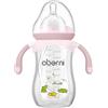 Oberni Biberon per neonati da 270 ml con tettarella NaturalWave per neonati a partire dai 12 mesi in su, anti-colica, con cannuccia pesata, manici, rosa