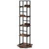 FANTASK Libreria, scaffale girevole, marrone | Scaffale a 5 ripiani aperti, scaffale da cucina, scaffale portaoggetti per soggiorno, cucina, camera da letto