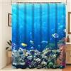 Xiaoterna Oceano Tenda da doccia Tenda da doccia vita marina subacquea Tenda da bagno del mondo marino Tartarughe Corallo Tenda da doccia Lavabile in lavatrice Tessuto impermeabile 180x220cm