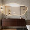 GXSDYYDS Specchio da bagno con illuminazione, 100 x 60 cm, asimmetrico LED con 3 colori di luce, dimmerabile, controllo touch, anti-appannamento, memoria, protezione intelligente contro le esplosioni