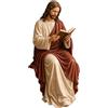 Generic Statua della Vergine Maria che legge, Statua della Vergine Maria con seduta e lettura, elegante scultura decorativa per libreria dipinta a mano della Madre Benedetta, decorazione sacra e pacifica per