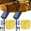 Hopelit 2 Pezzi Catena Luminosa Solare Esterna 10m 100 LED con Timer e Telecomando, a Filo di Rame Impermeabile IP65 con 8 Modalità, Luce Calda per Giardino Balcone Terrazza Gazebo Pergola Festa