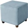 Muiuou Copripouf in Velluto Elasticizzato per Poggiapiedi Quadrati o Rettangolari, Fodera Lavabile con Fondo Elastico, Copertura Protettiva per Pouf e Ottomane (Stile 8,98P x 98l x 45A cm)