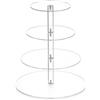 QWORK Alzata per cupcake a 4 livelli, in acrilico, torre rotonda per torte, supporto per ciambelle, per matrimoni, compleanni, feste
