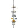HANFU Telescopico Mensola Doccia Angolare, Portaoggetti Doccia Regolabile | Senza Foratura, Mensola per doccia in Acciaio Inox con 4 Ripiani per Vasca da Bagno, 73-265cm, Nero