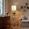 YU YUSING Lampada da Terra con Scaffale in Legno, Piantana con 3 Ripiani