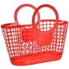 Generic Cesti da spesa vuoti, borse da spiaggia riutilizzabili, borsa da spiaggia colorata in plastica, cesto portaoggetti portatile per verdure, cesto per doccia e bagno (rosso)