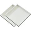 Vauki Vassoio decorativo bianco, 2 pezzi, 20 x 20 x 2 cm, quadrato, decorativo, in legno, per gioielli, bagno, vassoio decorativo quadrato per alimenti, cosmetici, fai da te