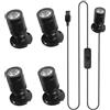 GOMETY 2 mini faretti a LED, 5 V, 3 W, USB, orientabili a 360°, in alluminio, per corridoio, gioielli, vetrine, colore bianco caldo, 3000 K (4)