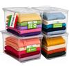 BAKAJI Set 4 Pezzi Storage Box XL in Plastica con Coperchio Trasparente, Contenitori 59 Litri x 4 Pz, Organizer Salvaspazio Capiente e Robusto, Portaoggetti Versatile per Stoccaggio 57 x 39 x 36 cm