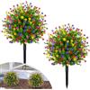 Fairblo 2Pcs Bosso Artificiale da Esterno Cespuglio Artificiale con Picchetto 55 cm