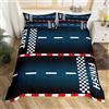 richhome Set di biancheria da letto per letto singolo, con copripiumino per letto singolo, con 1 federa per cuscino (senza imbottitura), per bambini, nero, rosso, bianco, motivo geometrico, decorativo, 2 pezzi