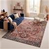 TAPISO Ispahan Tappeto Orientale Classico Vintage Motivo Floreale - Tappeto Stampato con Fondo Antiscivolo Rosso Scuro Blu Soggiorno Camera da Letto Oeko-Tex 140 x 200 cm