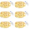 Homethrive 6 luci a LED a batteria con timer, piccole catene luminose da 2 m, 20 LED, funzionamento a batteria, per interni, Natale, matrimoni, feste, colore giallo caldo