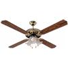 Suinga Ventilatore da soffitto 52 Potenza: 45 W Ventilatore da soffitto Decorativo da 52 Colore Ottone Antico. 3 velocità. 4 Pale in MDF + 3 Lampada di Vetro.