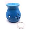 CRIGEMA - Brucia Essenze in Ceramica Blu - Bruciatore per Oli Essenziali - Aromaterapia, Decorazione casalinga, Meditazione - Candela Tealight in Regalo