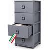 BAKAJI Cassettiera in Plastica Multiuso con 4 Cassetti, Organizer Portaoggetti in Polipropilene Robusto e Resistente, Mobile Multiuso da Bagno, Cucina, Balcone 37 x 37.5 x 80 cm, Grigio
