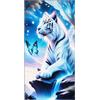YISUMEI Tigre bianca - Telo mare blu farfalla XXL 180 x 90 cm - Asciugamano in microfibra ad asciugatura rapida con borsa, assorbente senza sabbia, leggero asciugamano da viaggio per spiaggia, piscina