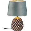 Reality Leuchten Reality Lampada da tavolo Ariana R51531015, base in ceramica verde, paralume velluto verde/color oro, escl. 1x E14