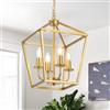 ZenithBeam Lampadario Lanterna Industrial Metallo,Lampada A Sospensione Dorato Altezza Regolabile,Lampadari Con E14 X4 Candeliere,Luce A Sospensione Rustico In Stile Fattoria Per Soggiorno,Camera Da Letto,Cucina