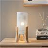 lux.pro Lampada da Tavolo con Paralume Cilindrico in Metallo 30x14x14 cm Lampada da Comodino con Struttura in Legno per Camera da Letto Soggiorno Angolo Lettura - Bianco