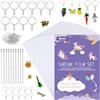 Ainiv Plastica Termoretraibile Kit, Includere 20 Fogli di Plastica Termoretraibile Trasparente e 130pz Portachiavi Accessori, Foglio termorestringente per fai da te, confezione da 1