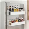 Huwaovi Porta Spezie Magnetico per Frigo, 2 Pezzi Portaspezie Magnetico da Frigorifero 1 Grande e 1 Piccola, Mensola Magnetica Frigo Porta Spezie Calamita Metallo per Cucina, Microonde, Lavatrice