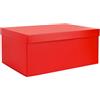 KISPATTI Rosso Scatola Portaoggetti, Rosso Cartone Scatole Portaoggetti con Coperchio 30 x 20 x 12 cm Piccolo Scatola Portaoggetti con Nastro Scatole Portaoggetti per Casa Camera da Letto Ufficio Scuola