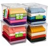 BAKAJI Set 4 Pezzi Storage Box XXL in Plastica con Coperchio Trasparente, Contenitori 67 Litri x 4 Pz, Organizer Salvaspazio Capiente e Robusto, Portaoggetti Versatile per Stoccaggio 57 x 39 x 42 cm