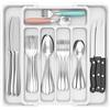 Lifewit Porta Posate Cucina Cassetto, Organizer Posate da Espandibile, Portaposate Salvaspazio, Divisori in Plastica per Utensili, Forchette, Profondità 31 cm, Largezza 23-37cm, Bianco
