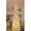 HMASYO Albero di Natale Artificiale Sottile 150cm a Paillettes Luccicante con Luci Integrate e Timer, Montaggio Istantaneo, Pieghevole - Decorazione per Interni Casa, Appartamento, Veranda, Feste