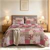 Hadi London 3 copriletti trapuntati patchwork con 2 federe | stampa floreale reversibile | trapunta leggera e confortevole | adatto per letti matrimoniali e king size 220 x 240 cm | 30 disegni unici