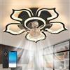 lnrosy Lampadario Con Ventilatore Da Soffitto Moderno Led Dimmerabile Plafoniera Con Ventilatore Da Soffitto E Telecomando/APP Timer Reversibile 6 Velocità Mute Fiore Per Il Soggiorno Camera Da Letto