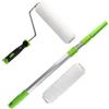 ToolSpace Rullo da Pittura - 2x Rulli 25 cm con Asta Telescopica Leggero 130 cm 2x Impugnatura Applicatore Assorbente per Murale Domestico Pareti e Soffitti Lavori di Ristrutturazione - Microfibra