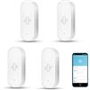 SENCKIT Sensore di vibrazione intelligente: rilevatore di rottura del vetro wireless, sensore di porta WiFi con allarmi app, sensibilità regolabile, sensore di sicurezza per sistema di allarme -4Pack