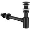 SagaSave Set di trappole a bottiglia in acciaio inox, tappo per lavello da bagno, set completo senza troppopieno, sifone per lavello da cucina, bagno, lavandino, nero