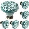 Biaungdo 6 pomelli in ceramica verde per credenze da cucina, pomelli vintage rotondi per cassetti, pomelli decorativi per ante dell'armadio