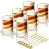 KEHTUNAHT Tazzine Caffe Vetro Doppia Parete 6 X 400ml Tazza da Latte Macchiato con 6 Cucchiaino Bicchierini Cappuccino Isolamento in Vetro Borosilicato Tazze da Caffè Doppia Parete Trasparente