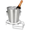 Holyhome Secchiello Champagne in Acciaio Inox con Supporto, Piedistallo e 2 Anelli | 3 Pz | Secchiello Ghiaccio Vino Prosecco, Champagne Cooler, Porta Bottiglia Tavolo