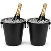 Holyhome 2 Secchielli Champagne Nero Opaco | Set da 1 o 2 | Acciaio Inox | Raffredda Vino Spumante Prosecco | Portabottiglie Ghiaccio ideale per Bar, Casa o Ristorante | Ø20cm