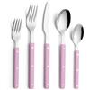 ANNOVA Set di posate, posate in acciaio inossidabile colorate in stile retrò/rivettate, coltelli da tavola, forchette, cucchiai, forchette da insalata e cucchiai da dessert (Rosa chiaro,10 Pezzi)