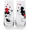 Silver Buffalo Esclusivo set di bicchieri a forma di cuore con Topolino e Minnie, confezione da 2 pezzi, senza stelo, accessori da cucina Disney, bicchieri per casa, bar, regalo per coppie, ogni bicchiere contiene