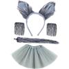 Fiocias Set Costumi Da Lupo Set Costumi di Halloween Prop Bomboniere Vestiti per Bambini Fascia per Orecchie Da Lupo Gioco Fantasioso Decorazione per Costumi, con gonna