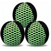 HanTang Set di 3 Palline da Giocoleria Ideali per Principianti e Principianti, Antiscivolo, 120 g, 65 mm, Non Si rotola e Si tengono Bene in Mano, Rete Robusta, con Borsa, Nero/Verde