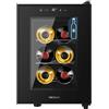 Cecotec Cantina per vino Bolero GrandSommelier 600 CoolCrystal E, Capacità 6 Bottiglie, Ripiani in metallo, Controllo Touch, Temperatura 8-18ºC, Nero
